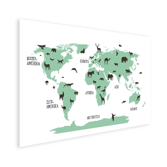 verzekering Larry Belmont leiderschap Dieren groen poster - Wereldkaart op poster - Wereldkaarten | Bestel nú bij  FotoOpGlas
